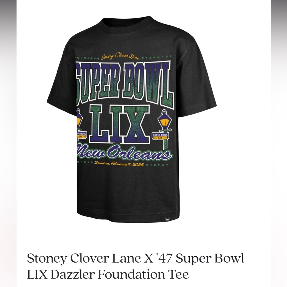 Stoney Clover Lane Men’s Super Bowl LIX Tee - Black and Huddle Clean Up Hat